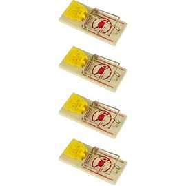 Wooden Snap Mouse Trap – Spring Action with Expanded Cheese Shaped Trigger, 4-Pack, Effective Rodent Control