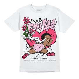 DopeSkill Graphic Tee Pink Collection Streetwear Hip Hop Hypebeast Unisex T-Shirt Sneaker Colour Matching Shirts No Fake Love (White - L)