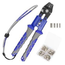 Booms Fishing Crimping Tool Kit: 10.6in Fishing Crimping Pliers with 140pcs Double Barrel Sleeves - Up to 2.2mm Crimper, XW40