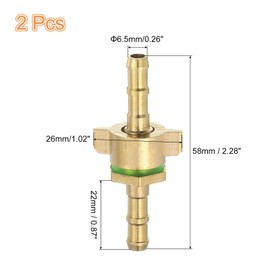 sourcing map 2 Pcs Brass Hose Barb Fitting Straight Connector Coupler 1/4" ID Brass Fitting Air Hose Fittings for Connecting Water Fuel Air, Oil Hoses