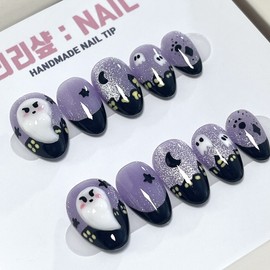 Halloween Night Hopi Handmade Nail Tips - Almond / 할로윈의 밤 호피 수제네일팁 - 아몬드
