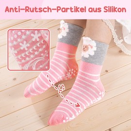 PUTUO Kinder Socken Mädchen Stoppersocken: Kindersocken aus Baumwolle Jungen Antirutschsocken Haussocken Kinder ABS Socken mit Lustige Bunte Tier Muster Geschenke, Größe 35-38, 11-14 Jahre, 5 Paare