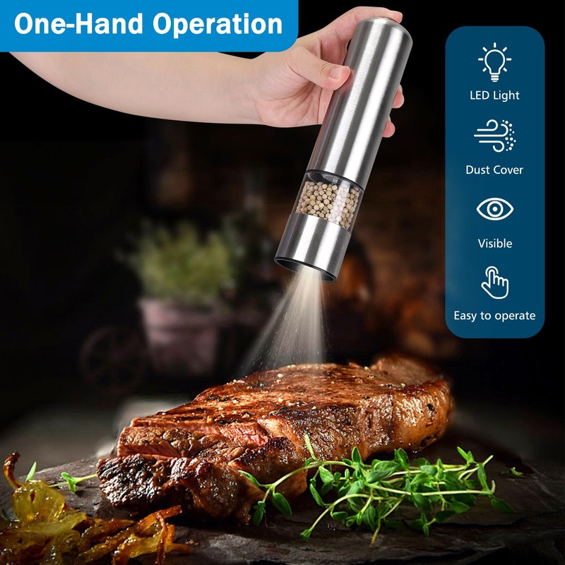 Accmor Electric Salt and Pepper Grinder Set, Automatic Salt Pepper