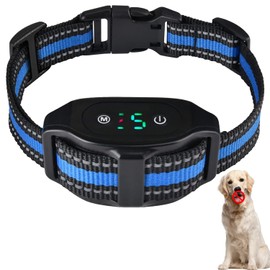 Dog Bark Collar, Waterproof Dog Shock Collar Anti Barking Device Dog Barking Collar with 8 Sensitivity Level to Stop Barking for Large, Medium, Small Dogs (Blue)