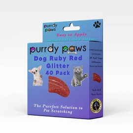 Purrdy Paws 40 Pack Soft Nail Caps for Dog Claws Ruby RED Glitter Jumbo