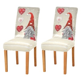 xigua Chair Covers for Dining Room 2 Pack,Traditional Christmas Gnome Santa Claus Snowflake Heart Dining Chair Slipcover Washable Removable for Kitchen,Hotel,Restaurant,Ceremony Protector