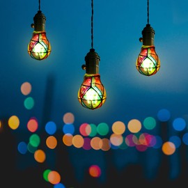 Lpraer 3 Pack Edison Stained Glass LED Light Bulb E26 Base A60 3.5W LED Colored Light Bulbs for Table Lamp, Chandelier, Floor Lamp, Wall Sconces