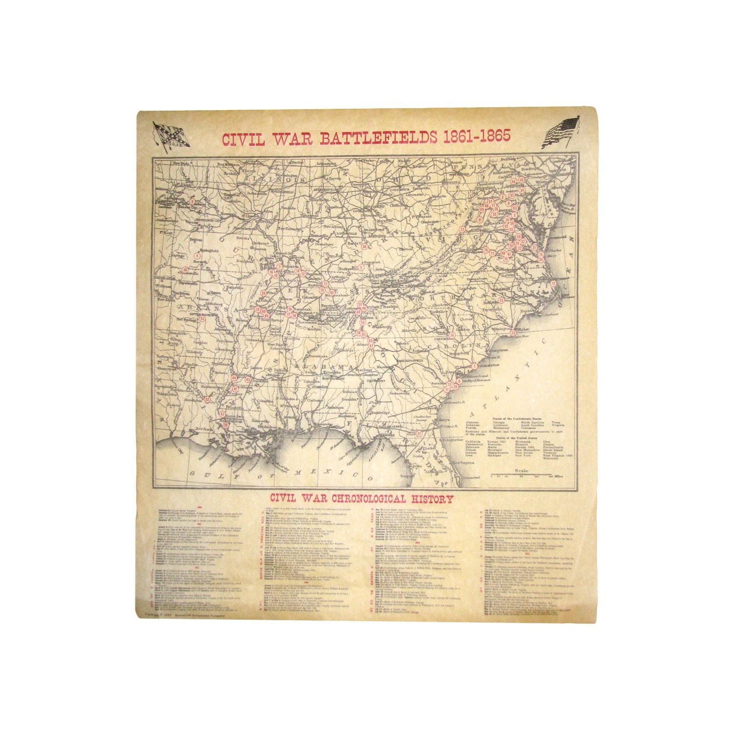 Civil War Battle Map 1861-1865 Replica Document - ibspot.com