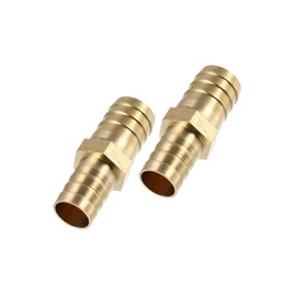 Partuto 2 Pcs 19mm - 16mm Straight Shaped Barb Brass Hose Fitting Connector Replacement