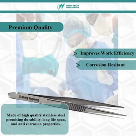 Set of 3 Lab Starter Kit Forceps High Precision Serrated Tweezers for Multipurpose Scientific Work with Fine Straight Pointed Jaws 4.5" Made of Stainless Steel Knurled Handle Firm Grip Lab Supplies