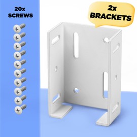 Heavy Duty 2-3/4 inches Rails Brackets Kit, White Alluminum Fence Bracket for Vinyl Fencing Panel to Post Connection, Metal Replacement for 2.75in Frail Plastic Brackets (White - Set 16)
