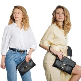 Fioretta Italian Genuine Leather Wristlet Crossbody Shoulder Bag Clutch Handbag For Women