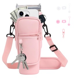 Bottle Holder Water Bottle Bag, 40 oz Water Bottle Carrier Insulated Neoprene Kettle Portable Insulated Water Bottle Holder Bag Water Bottle Holder with Shoulder Strap, Straw Cover & Carabiner