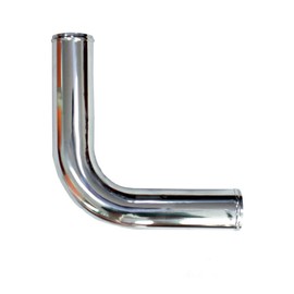 AotoKoop L 20" (500mm), OD 3" (76mm) Universal 90 Degree Aluminum Piping Tube Intercooler Pipe Polished Air Intake Tube