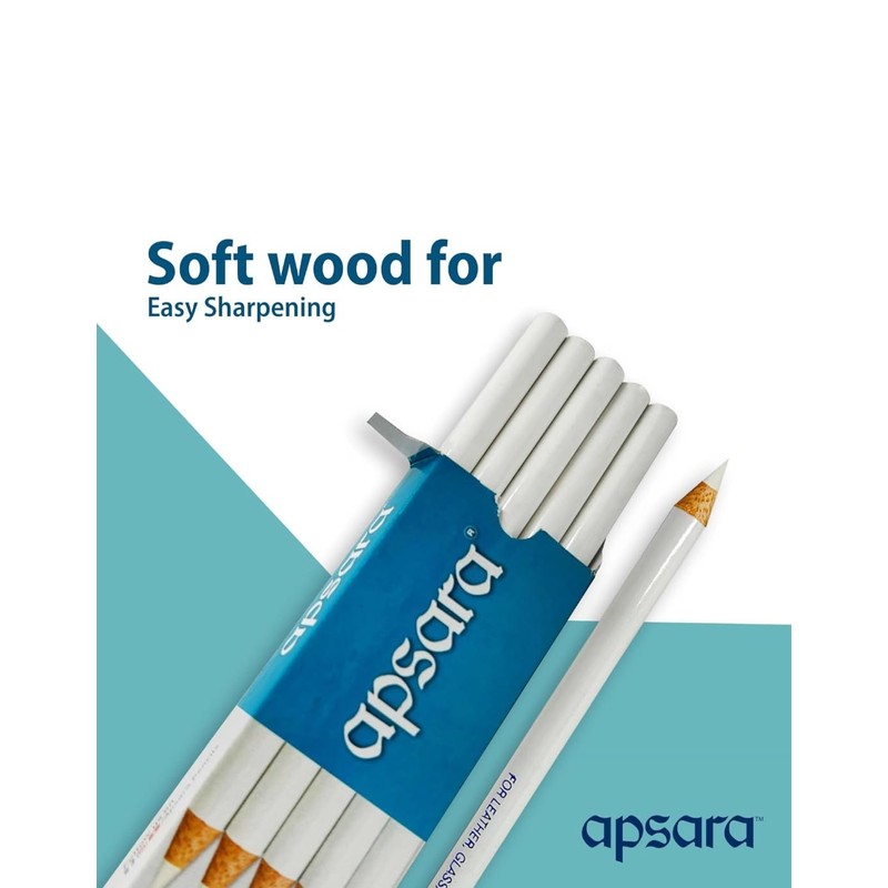 Apsara Glass Marking Pencils, White - Pack of 10