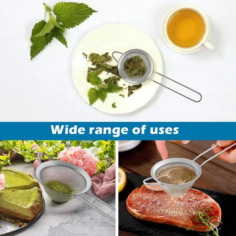 Mivanta 2Pcs Fine Mesh Conical Strainer with 1Pc Stainless Steel