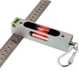 UMEI Equipped with Double-Sided Calipers, Chain Buckle for Easy Portability, Adjustable Liquid Level Gauge with Rectangular Holes, Luminescent Band Magnet Level (red)