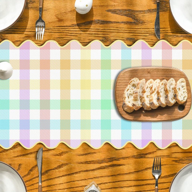 Easter Buffalo Plaid Table Runner Farmhouse Gingham Kitchen Dining Table
