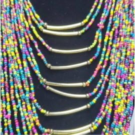 Signature multi color necklace with gold bars NWT