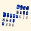 QQPPOLIU Medium Press on Nails Square Fake Nails Blue False