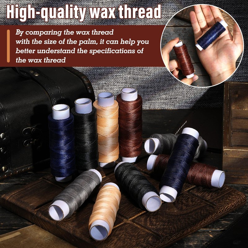 KAQRHFT 0.8 mm 54 Yards Round Waxed Thread for Leather