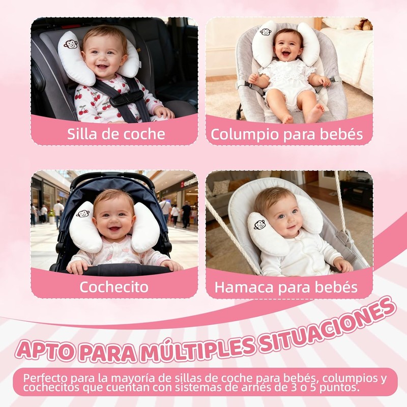 Reposacabezas de viaje ajustable para bebé REKOBON – Pack de