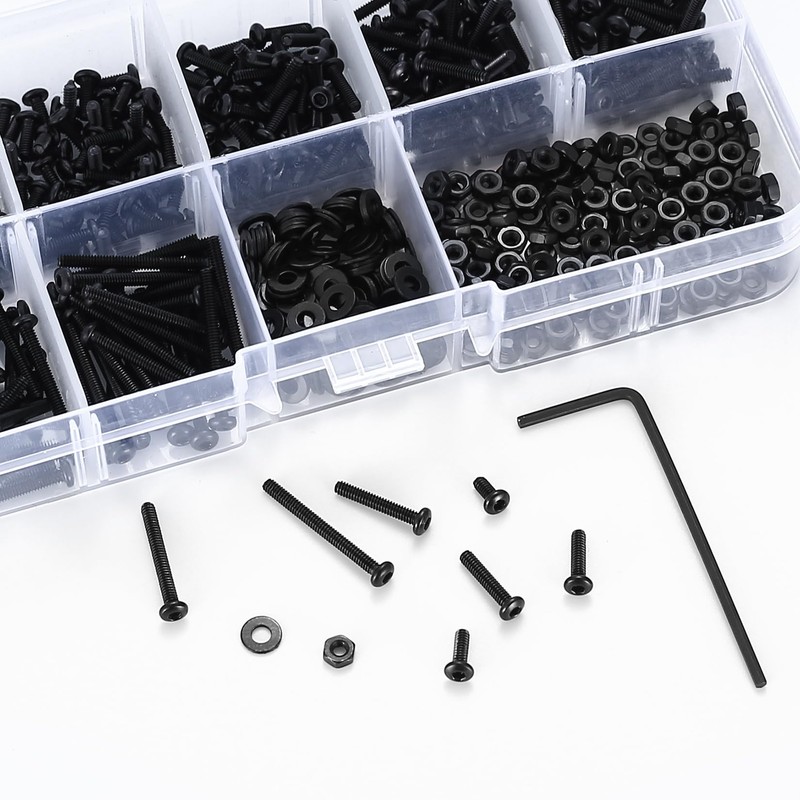 M2 Screws Set, 600 Pieces Rounded Head Allen Screws Nuts