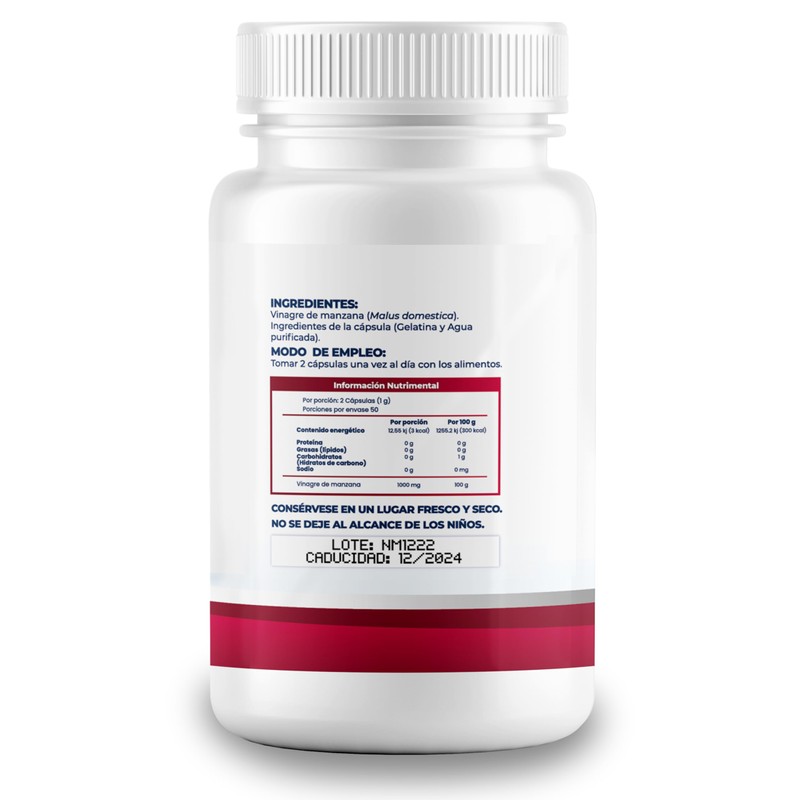 Vinagre de Manzana 500mg en Cápsulas - Ingredientes Naturales (2