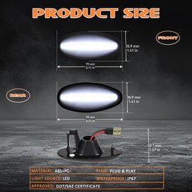 AreLokpri Dually Fender Side Marker Lights Compatible with 2001-2014 Chevy Silverado GMC Sierra 2500HD 3500HD, Dual Rear Side Fender Lamp, LED Trunk Bed Marker Lights Set, White Smoked lens 4PCS