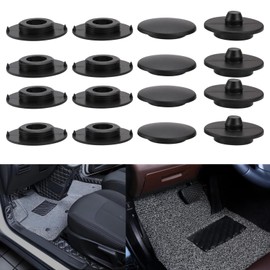 ECSiNG 4 Sets Car Double Layer Carpet Clips 42 mm Carpet Holder Non-Slip Buckle Black Plastic Round Floor Mat Buckle Plastic Mounting Clips for Car Floor Mats