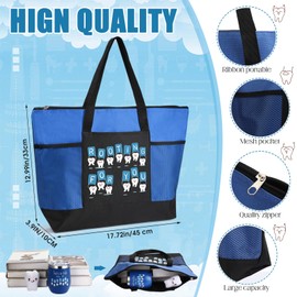 Sliner 3 Pcs Positive Dentist Assistant Gifts Dental Hygienist Gifts Accessories Inspirational 12oz Tumbler Tote Bag Funny Teeth Stress Toy Valentine's Day Gifts for Dentist Women men(Blue)