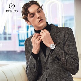 rorios Men's Automatic Tourbillon Watch Diamond Skeleton Watch Waterproof Mechanical Watch Luminous Moon Phase Watch Leather Strap, Brown White B, Strap.