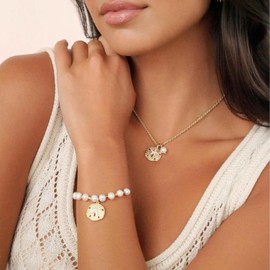 Ettika Gold Bracelets. Bracelet For Women, Sand Dollar Adjustable Bracelet 18k Gold Plated Chain. Jewelry. Birthday Gifts For Women