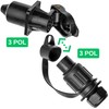 3-pin socket, 1 piece, 4-hole mounting plate, hard plastic housing,