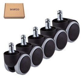 SKIR'CO Pack of 5 50 mm Rubber Chair Castors, Office Chair Castors, Replacement Castors, Swivel Wheels, Universal Short Stems (5, Diameter 11 mm)