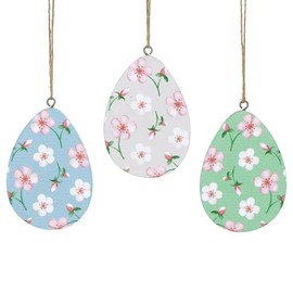 Gisela Graham Easter Egg Decorations, Cherry Blossom Design, Set of 3