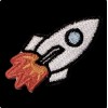 Unbranded Small Rocketship Patch. Embroidered. Iron On Backing. 1.75"x1"