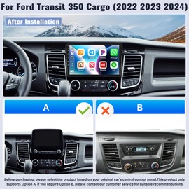 SIXWIN 4G+64G Android 13 Car Stereo for Ford Transit 350 Cargo Vans 2018-2024 9 Inch Touch Screen with CarPlay Android Auto Bluetooth Weather Forecast 59UI GPS Navigation WiFi Network Radio