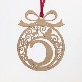 Laser cut Christmas tree bauble decoration: Letter C