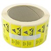 ESD Caution 25mm x 50mm Yellow Pre-Printed Labels - Pack