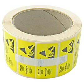 ESD Caution 25mm x 50mm Yellow Pre-Printed Labels - Pack of 1 - 055-0082