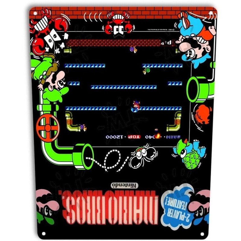 Mario-Bros Classic Arcade Marquee Game Room Man Cave Wall Decor
