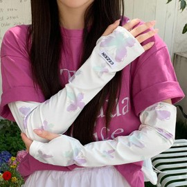 Lalapala Arm Cover, Women's, UV Protection, 99.9%, Summer, Arm Sleeve, Loose, Sun Protection, UPF50+, Cool to Touch, Arm Cover, Ice Silk, Sweat Absorbent, Quick Drying, Anti-Slip, Good Touch