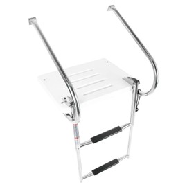 YaeMarine 2 Step Inboard Platform Ladders, Inboard Boat Ladder, Under Mount Telescopic Ladder, Boat Swim Platform, Under Mount Telescopic Ladder with Stainless Bracket(BK-0094)
