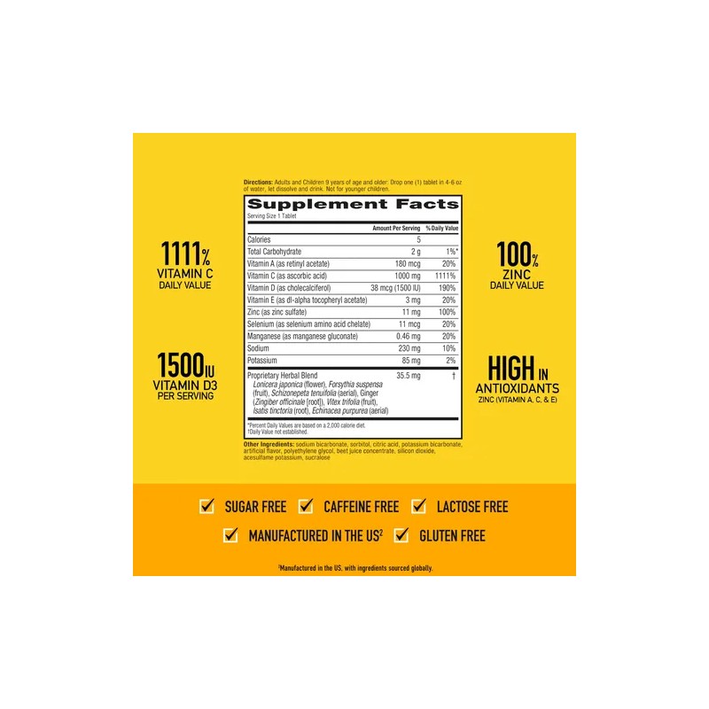 Airborne Vitamina C 1000mg Con Zinc Y Vitamina D 30
