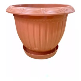 Maceta Imperial Con Base De Plástico Resistente, Terracota