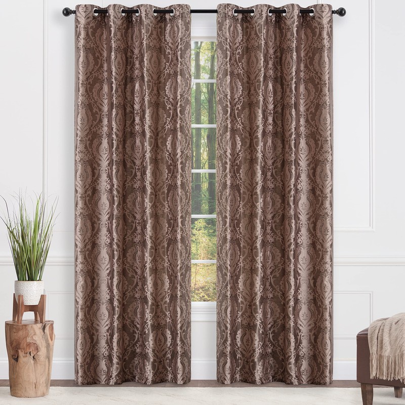 Chanasya Premium Damask Pattern Luxury Brown Curtains - 63 Inch