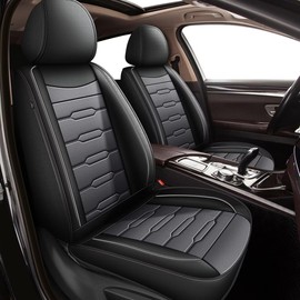 AOMSAZTO Car Seat Covers Full Set Fit for Hyundai Sonata 2004-2024 2025 Waterproof Faux Leather Car Seat Protector Vehicle Cushion Covers(5 Seater,Black&Grey)