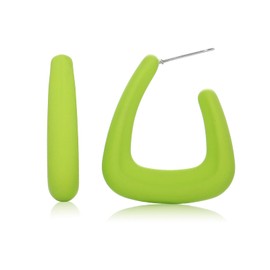 RUOFFETA Acrylic Huggie Statement Earrings, Colorful Dome Huggie Hoop Earrings for Women(Light Green)