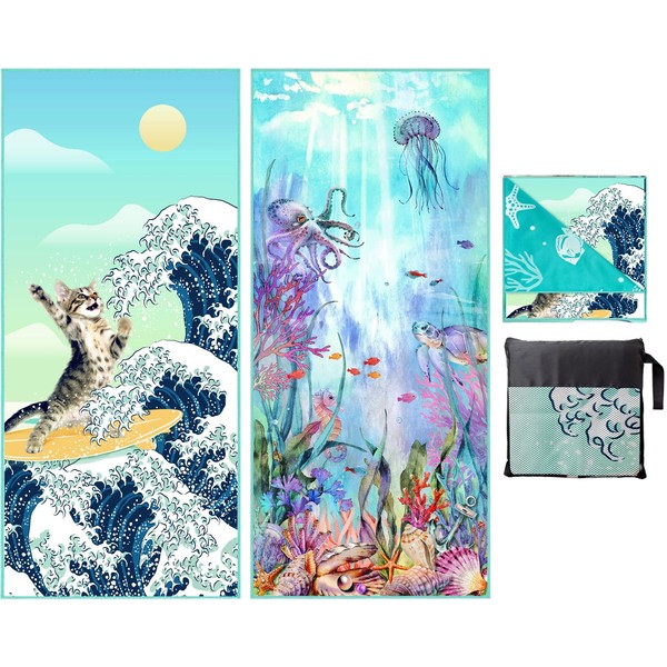 Beach Towel Oversized 2 Pack Lightweight Beach Towels 72"x32" Extra